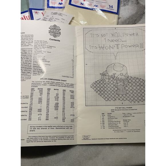 Vintage Lot 1980s Ziggy Designs Counted Cross Stitch Book, Fabric USA Made - Picture 6 of 8